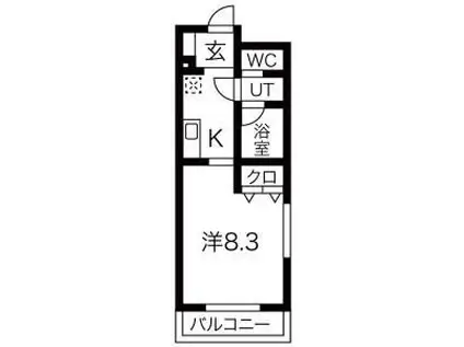 サンパティークK(1K/3階)の間取り写真
