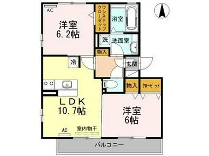 ランドサマービレッジB棟(2LDK/3階)の間取り写真
