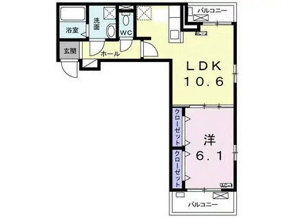 ブォルジョン ドゥ サクラ(1LDK/3階)の間取り写真