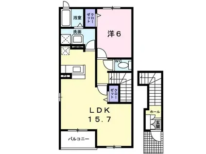 ヴィラ・リッツII(1LDK/2階)の間取り写真
