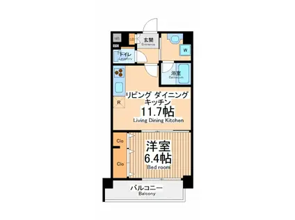リオ ベール(1LDK/6階)の間取り写真