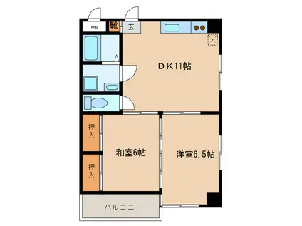 ル・アンジュ(2LDK/3階)の間取り写真