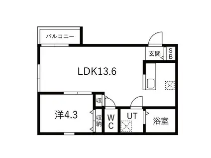 道徳テラス(1LDK/1階)の間取り写真
