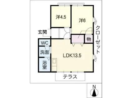 ドミール・シャルマン(2LDK/1階)の間取り写真