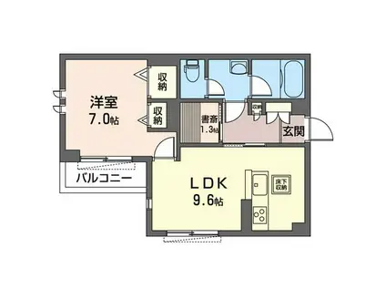 カサデ相之川(1SLDK/1階)の間取り写真