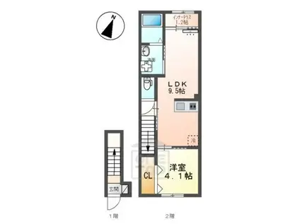 カステリーノ(1LDK/2階)の間取り写真