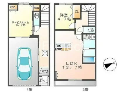 G シエルクレール(1SLDK/1階)の間取り写真
