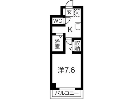 パークサイド錦 I(1K/2階)の間取り写真