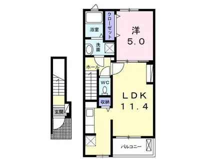 ニューアルカンシェル(1LDK/2階)の間取り写真
