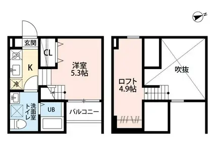 HARO SAKURA(1SK/2階)の間取り写真
