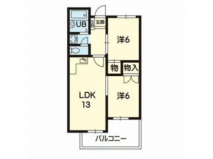 グリーンヒル武蔵(2LDK/2階)の間取り写真