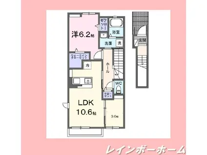 南新木ヒルズハイツII(2LDK/2階)の間取り写真