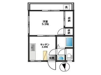 セジュール好彩(1K/3階)の間取り写真