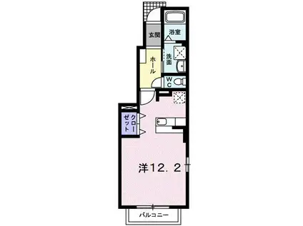 スカイクレバー(ワンルーム/1階)の間取り写真