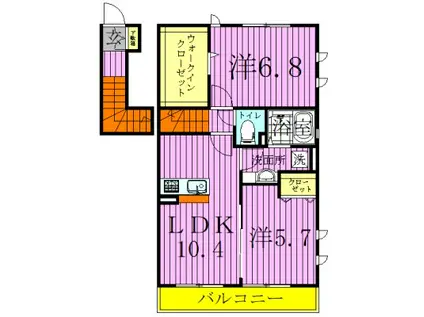 NSハイツⅢ(2LDK/2階)の間取り写真