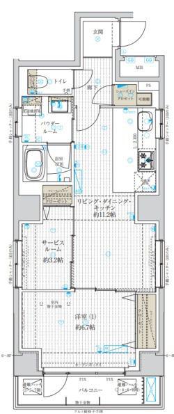 アスブルーム奥浅草(1SLDK/6階)の間取り写真