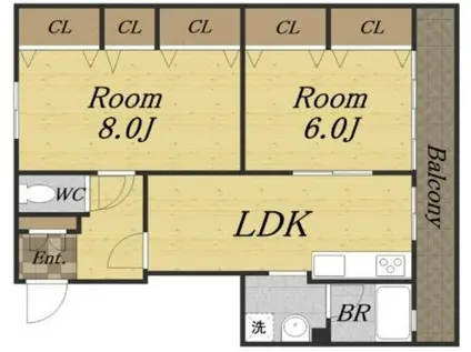 常吉マンション(2LDK/3階)の間取り写真