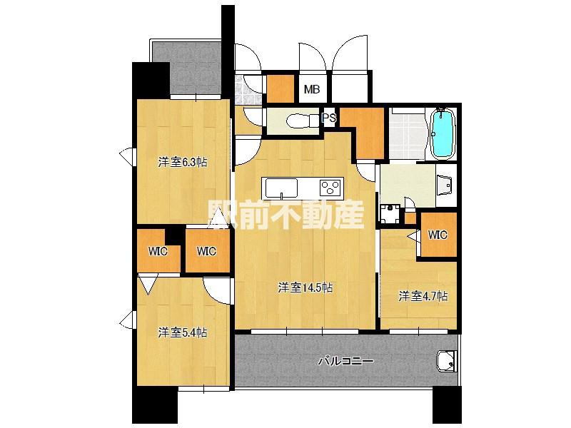 エンクレスト博多EXCEED(3LDK/12階)の間取り写真
