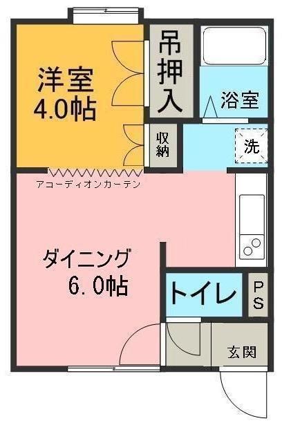 ビューポイントA(1DK/1階)の間取り写真