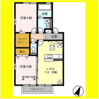 ソレイユ西島II(2LDK/1階)の間取り写真