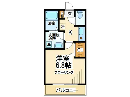 セジュール菊野台 当社管理物件(1K/2階)の間取り写真