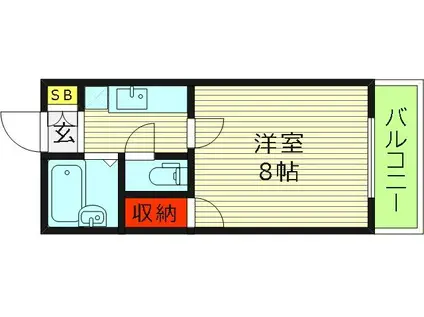 グリーンフィールド(1K/3階)の間取り写真