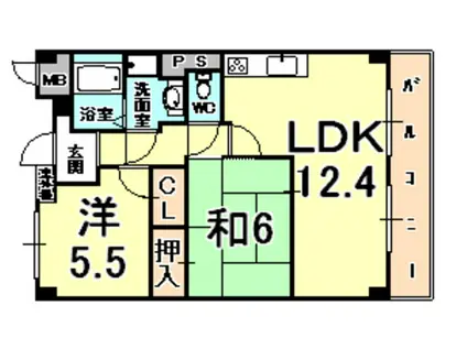 エール甲南(2LDK/7階)の間取り写真