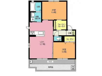 SHMリヴァージュA(2LDK/1階)の間取り写真