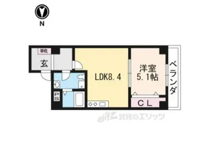 MORE五条2(1LDK/2階)の間取り写真