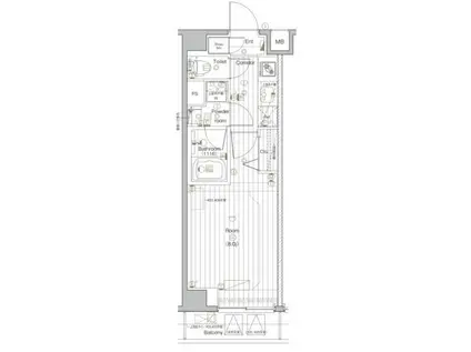 プレミアムキューブジー北新宿ドゥー(1K/1階)の間取り写真