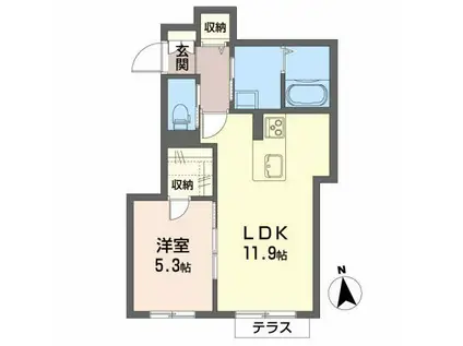 ココ シャルマンB(1LDK/1階)の間取り写真