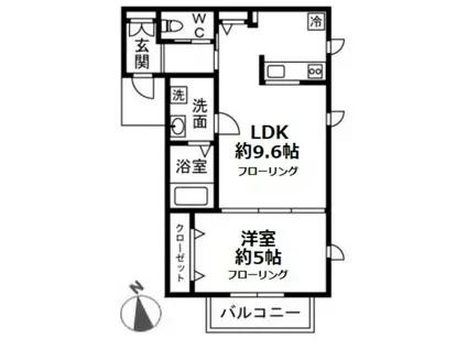 DEMAIN CLAIR(1LDK/2階)の間取り写真