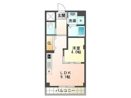 トレスヴィア(1LDK/3階)の間取り写真