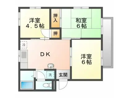 クレセント春日(3DK/1階)の間取り写真