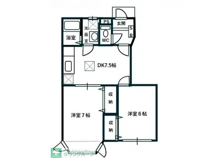 ピュアクレストI(2DK/1階)の間取り写真