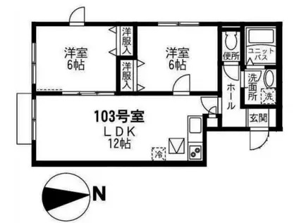 ステラハウス(2LDK/1階)の間取り写真
