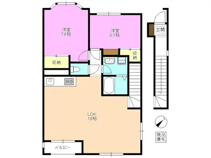 リィンフォース芙蓉(2LDK/2階)の間取り写真