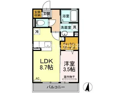 PEACECABIN(1LDK/1階)の間取り写真