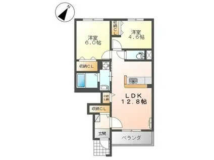 ウイングコート 中原(2LDK/1階)の間取り写真