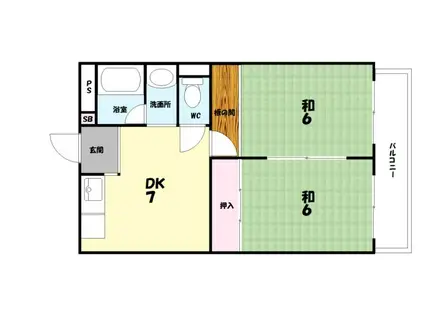 三栄第2ビル(2DK/3階)の間取り写真
