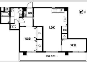 メゾンコメショー(2LDK/5階)の間取り写真