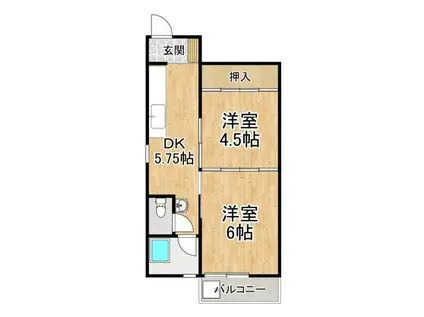 恵マンション(1DK/2階)の間取り写真