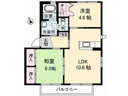 シャーメゾン西平原A(2LDK/1階)の間取り写真