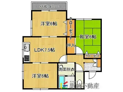 ウッドビレッジ(3DK/2階)の間取り写真