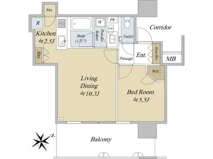 シティタワー目黒(1LDK/15階)の間取り写真