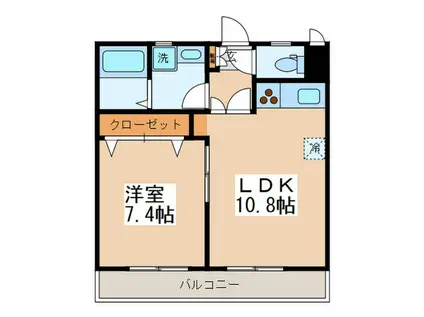 ガーネット(1LDK/1階)の間取り写真