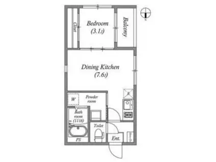 ハーモニーテラス太秦安井辻ノ内町(1DK/2階)の間取り写真