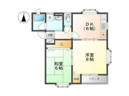 メゾン・モーヴェリー(2DK/2階)の間取り写真