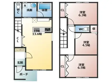 リアン7(3LDK/1階)の間取り写真