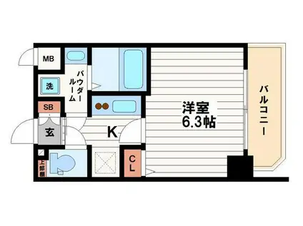 スワンズシティ堺筋本町(1K/7階)の間取り写真